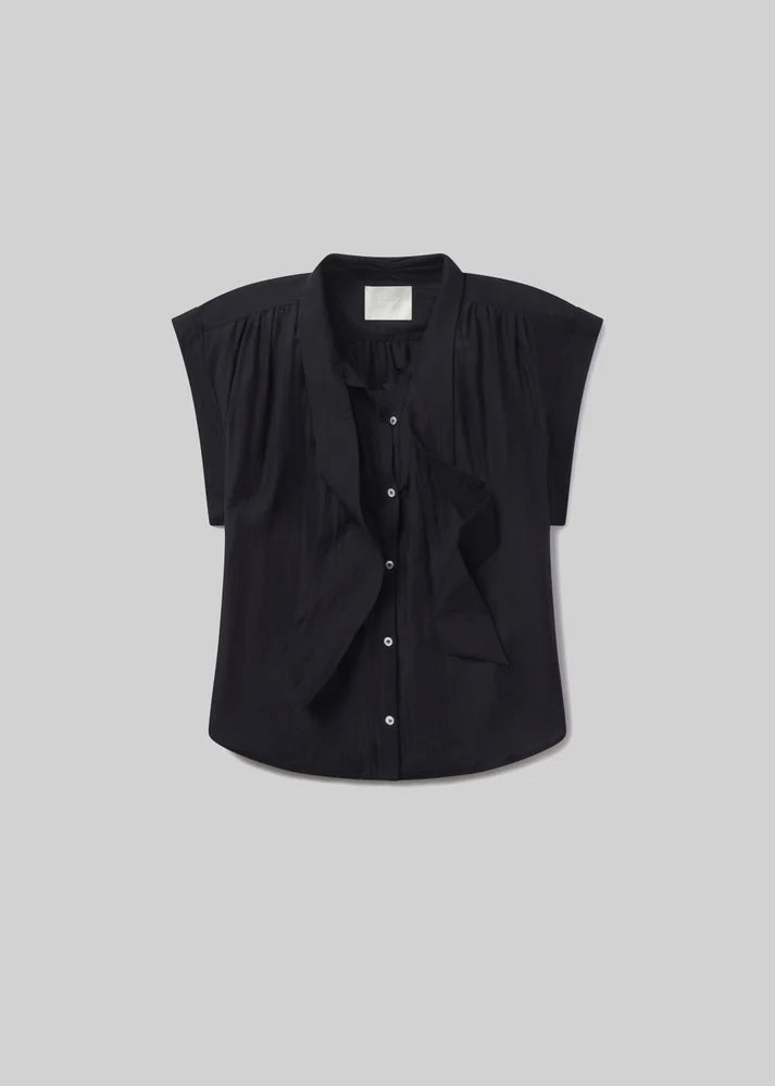 PENNY BLOUSE WITH NECK TIE - BLACK
