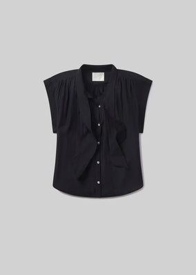 PENNY BLOUSE WITH NECK TIE - BLACK