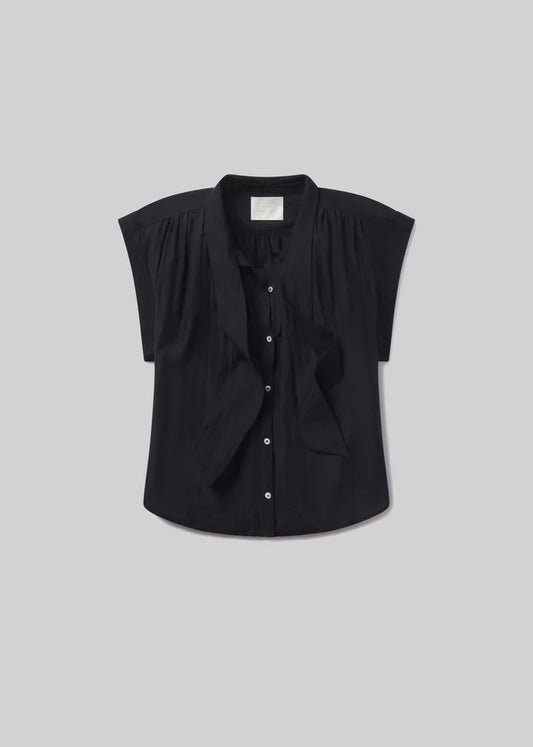 PENNY BLOUSE WITH NECK TIE - BLACK