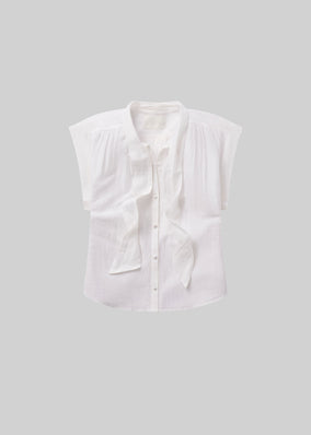 PENNY BLOUSE WITH NECK TIE - WHITE