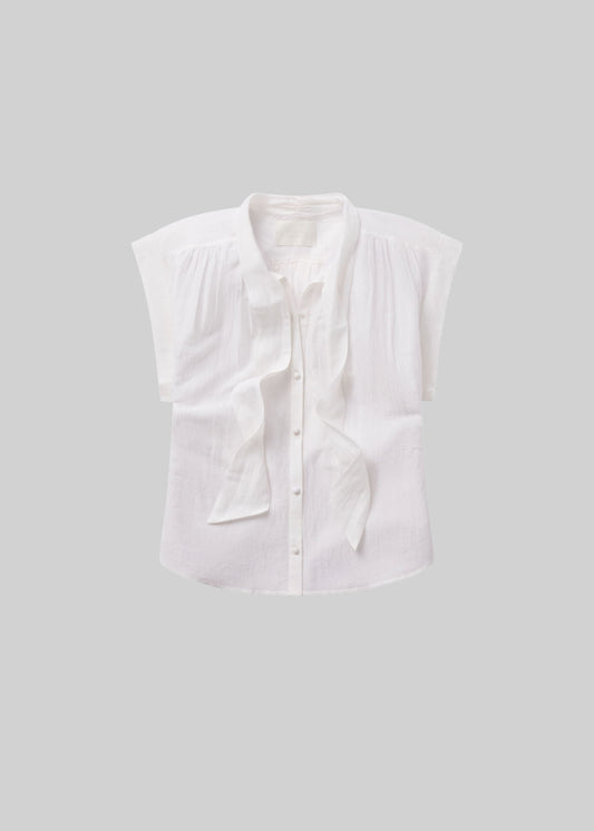 PENNY BLOUSE WITH NECK TIE - WHITE