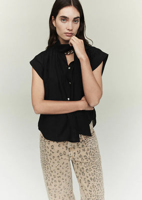 PENNY BLOUSE WITH NECK TIE - BLACK