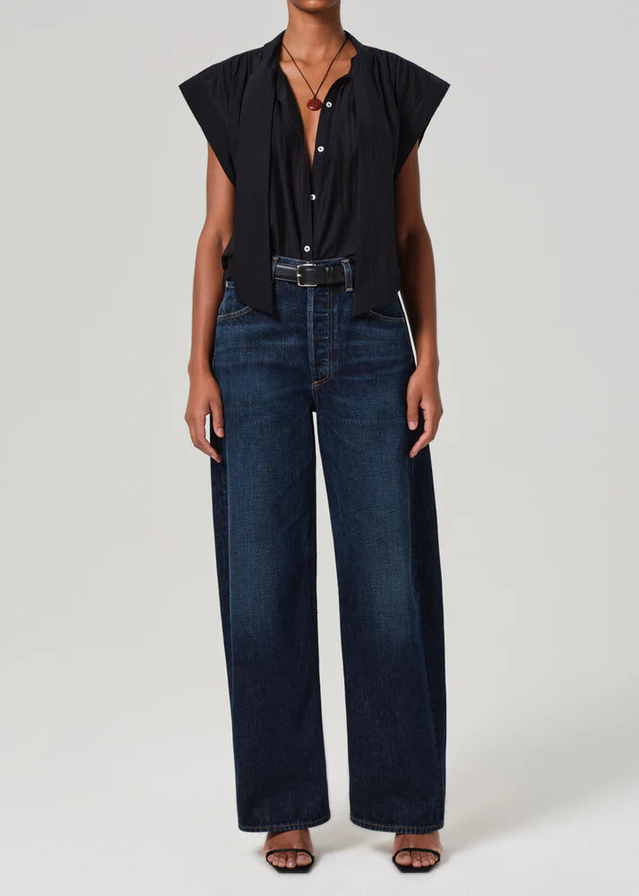 PENNY BLOUSE WITH NECK TIE - BLACK