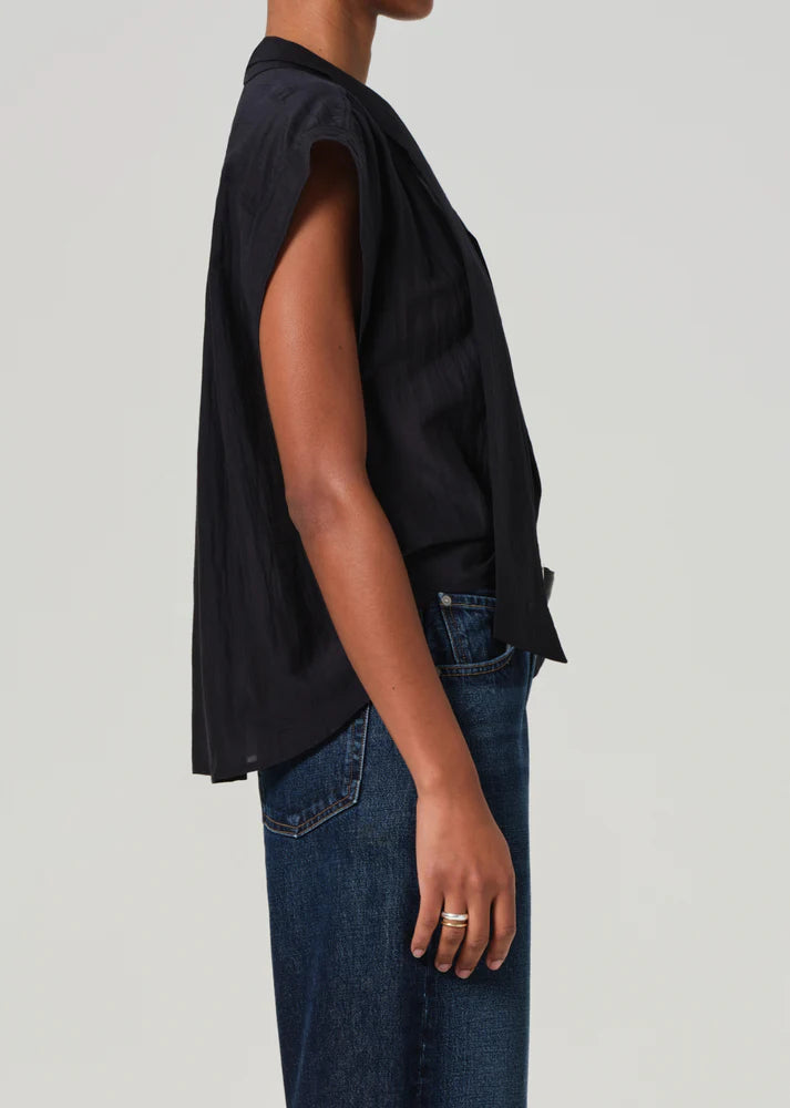 PENNY BLOUSE WITH NECK TIE - BLACK