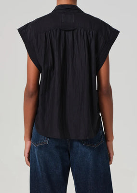 PENNY BLOUSE WITH NECK TIE - BLACK