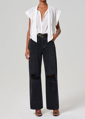 PENNY BLOUSE WITH NECK TIE - WHITE