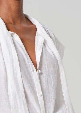 PENNY BLOUSE WITH NECK TIE - WHITE