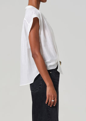PENNY BLOUSE WITH NECK TIE - WHITE