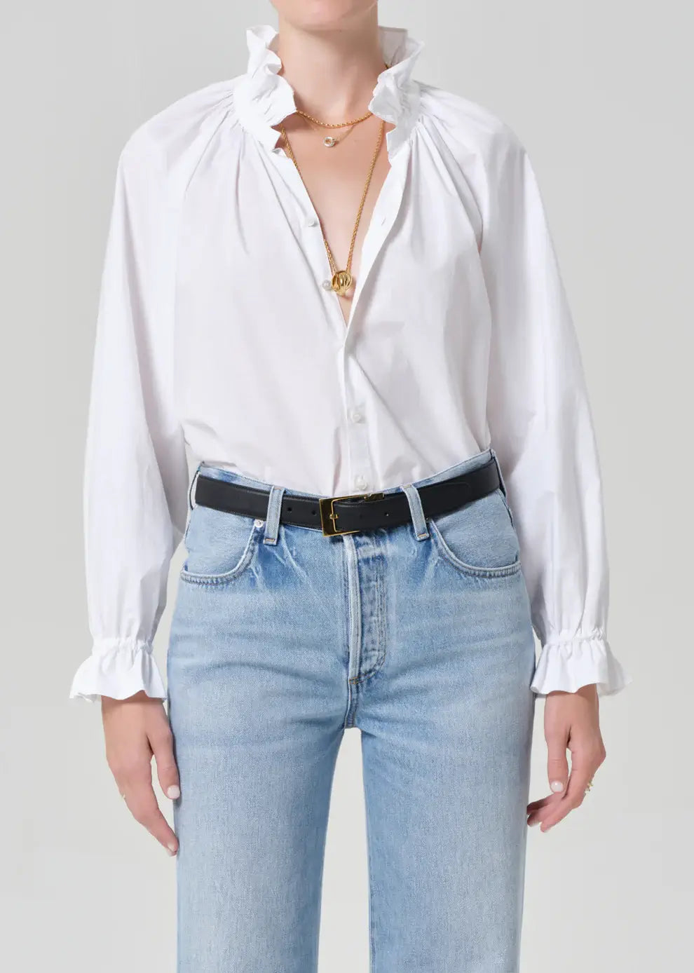 LORETTA RUFFLE TOP- OPTIC WHITE
