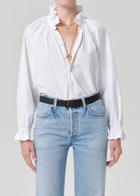 LORETTA RUFFLE TOP- OPTIC WHITE