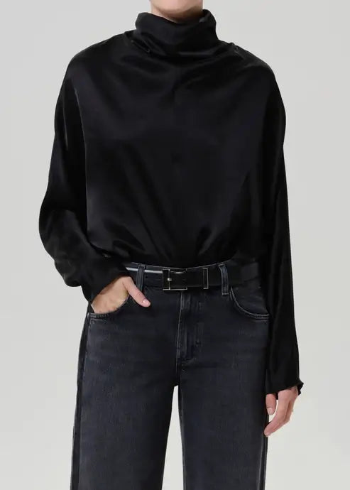 ILARIA DRAPED TOP IN BLACK