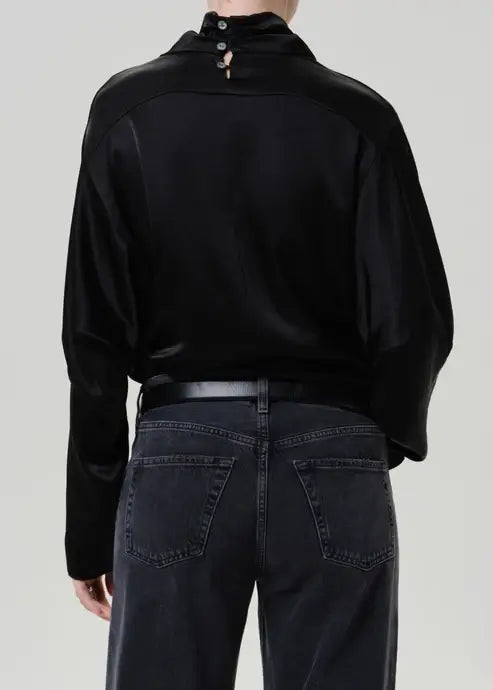 ILARIA DRAPED TOP IN BLACK