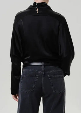 ILARIA DRAPED TOP IN BLACK