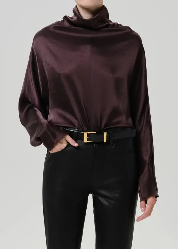 ILARIA DRAPED TOP IN ESPRESSO