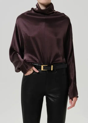 ILARIA DRAPED TOP IN ESPRESSO