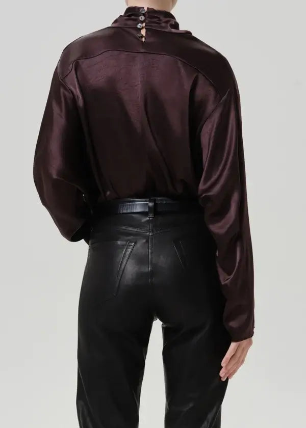 ILARIA DRAPED TOP IN ESPRESSO