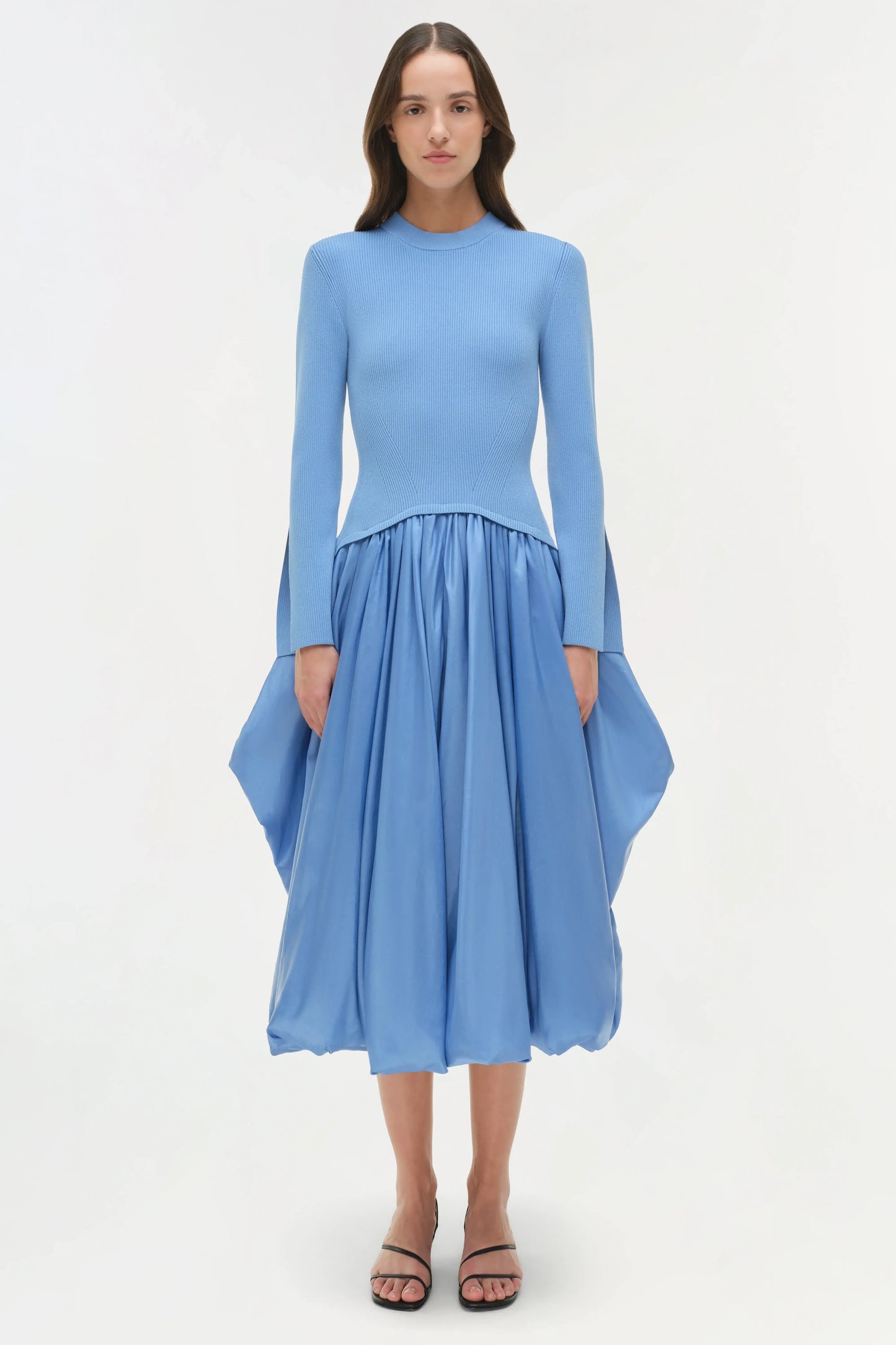 KENLIE L/S MOCK NECK MIDI DRESS- HORIZON