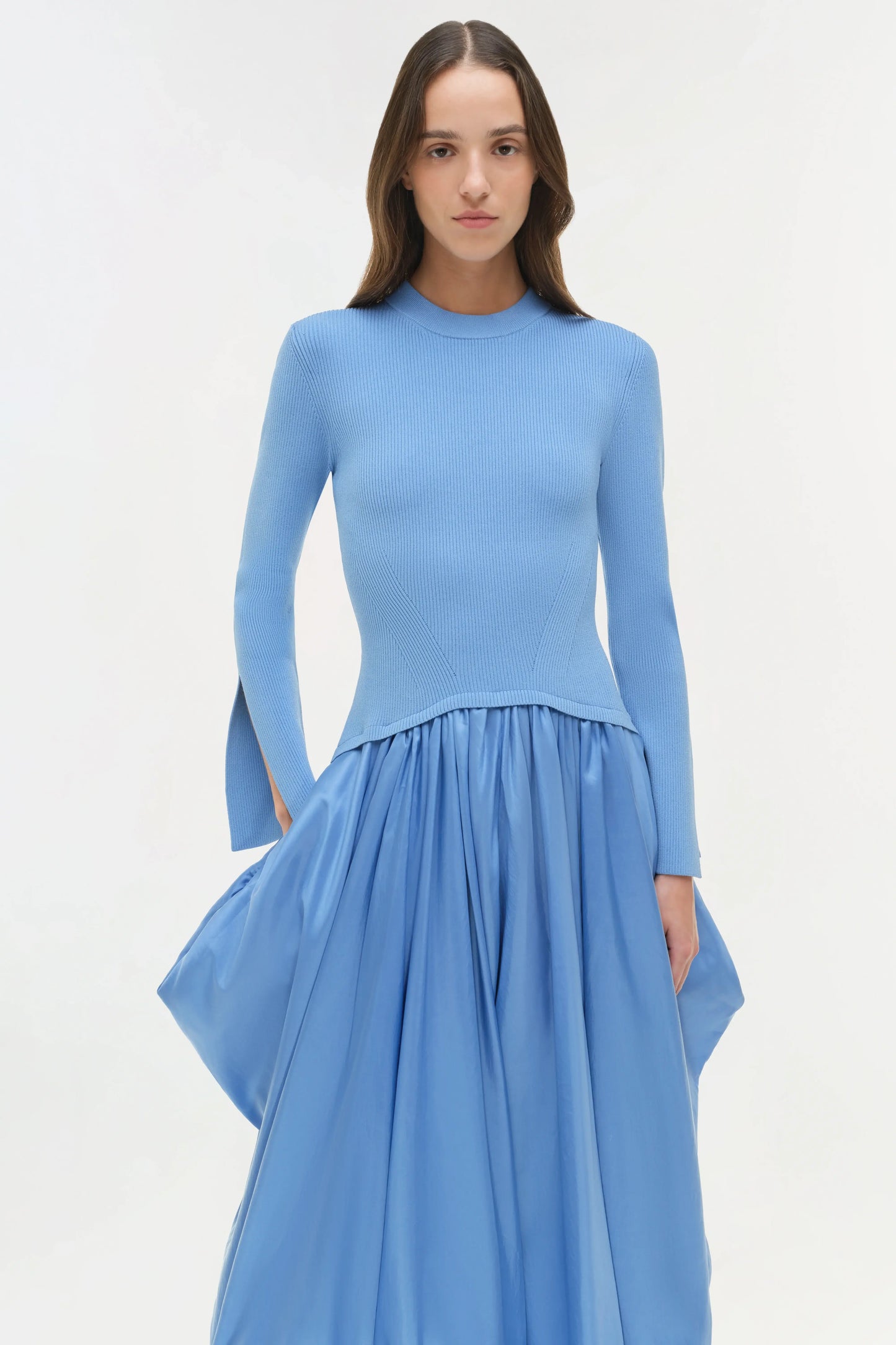 KENLIE L/S MOCK NECK MIDI DRESS- HORIZON