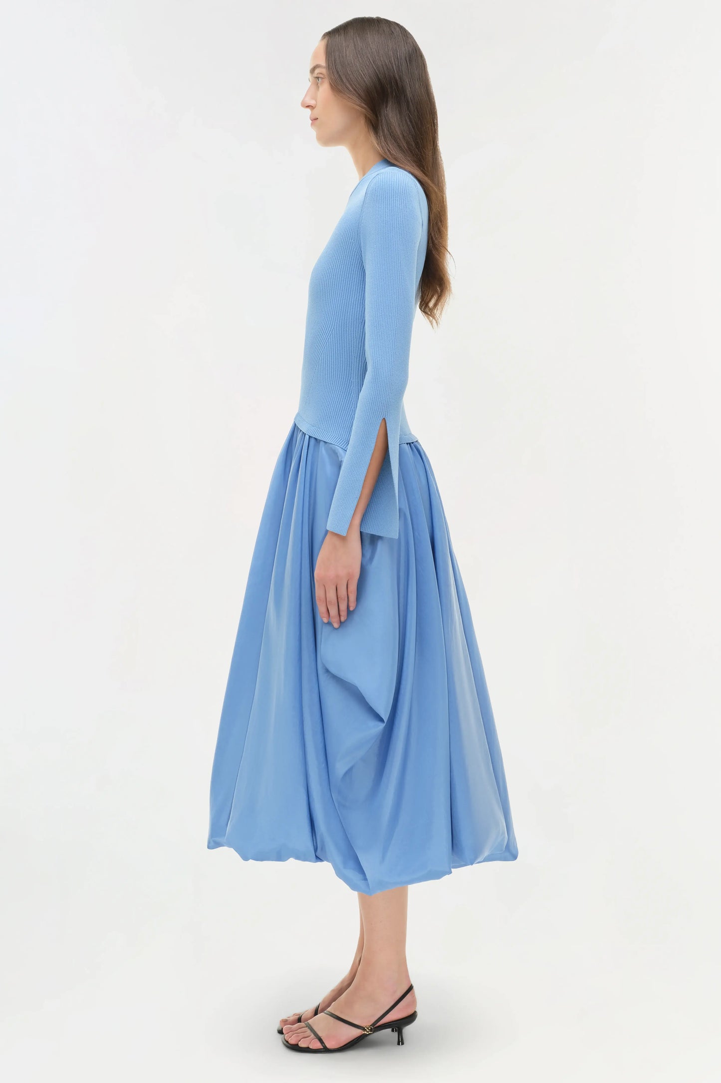 KENLIE L/S MOCK NECK MIDI DRESS- HORIZON