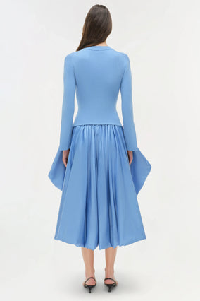 KENLIE L/S MOCK NECK MIDI DRESS- HORIZON