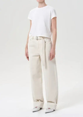 ADINE SHRUNKEN TEE- WHITE ASH
