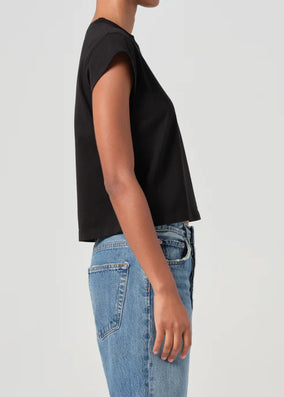 BRYCE CAP SLEEVE TEE- BLACK