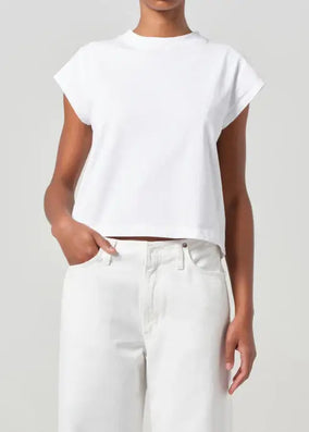 BRYCE CAP SLEEVE TEE- WHITE