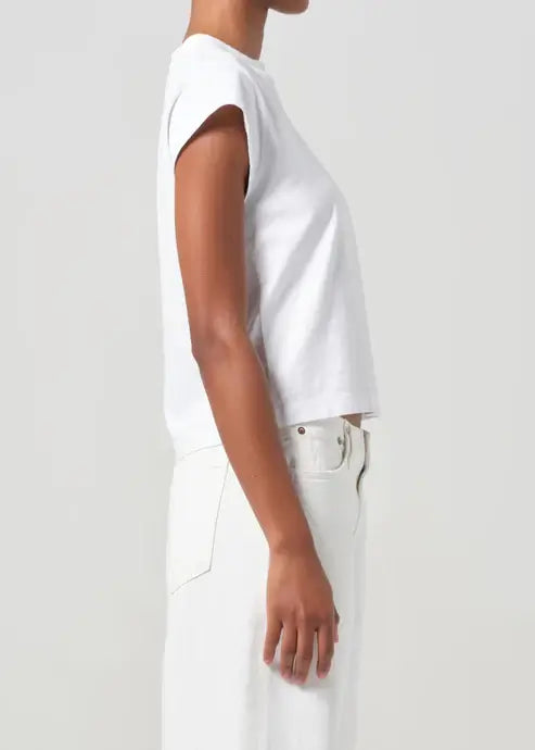 BRYCE CAP SLEEVE TEE- WHITE