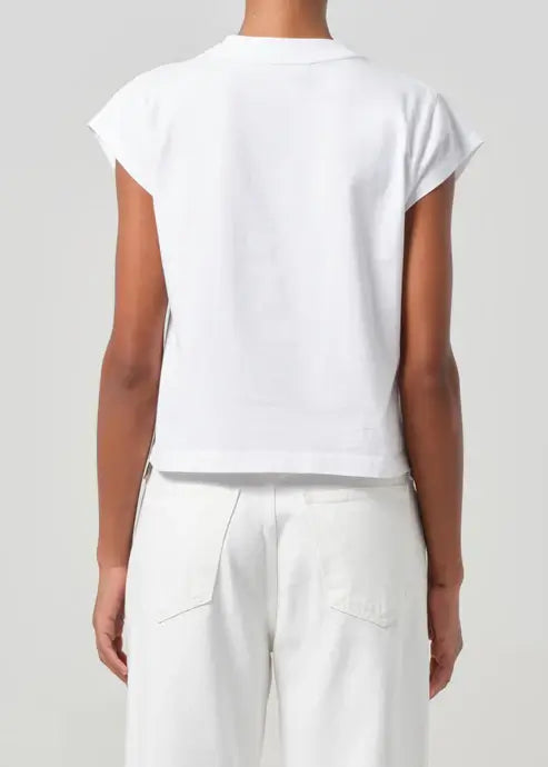 BRYCE CAP SLEEVE TEE- WHITE