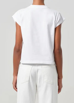 BRYCE CAP SLEEVE TEE- WHITE