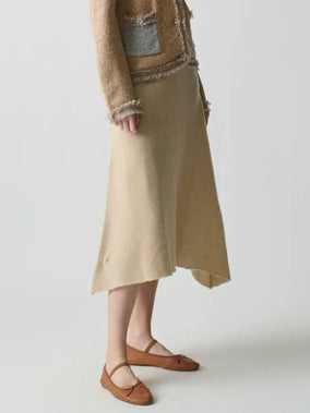 BRUSHED WOOL A-LINE SKIRT