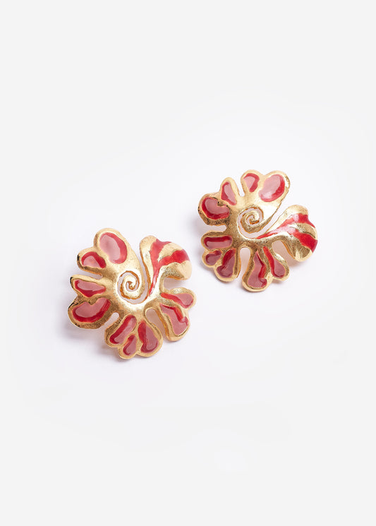 TERRACOTTA SPIRAL AURORA EARRINGS