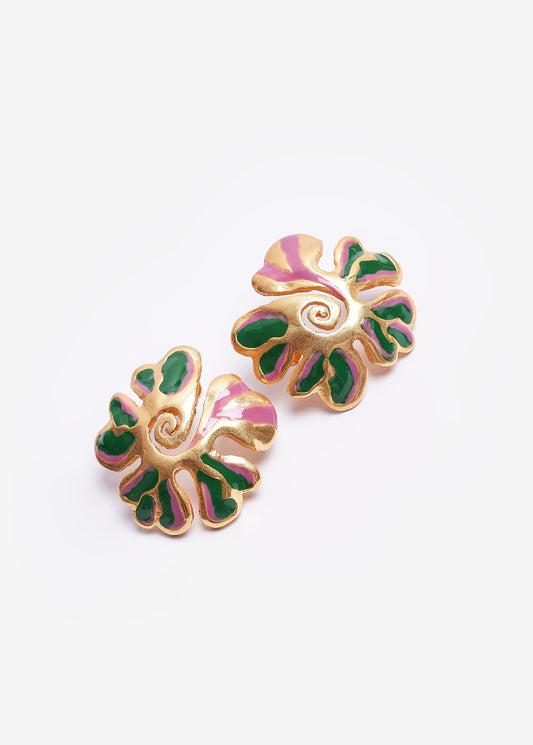 GREEN SPIRAL AURORA EARRINGS
