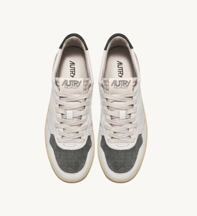 MEDALIST LOW SNEAKERS IN SUEDE AND LEATHER WHITE AND MILITARY