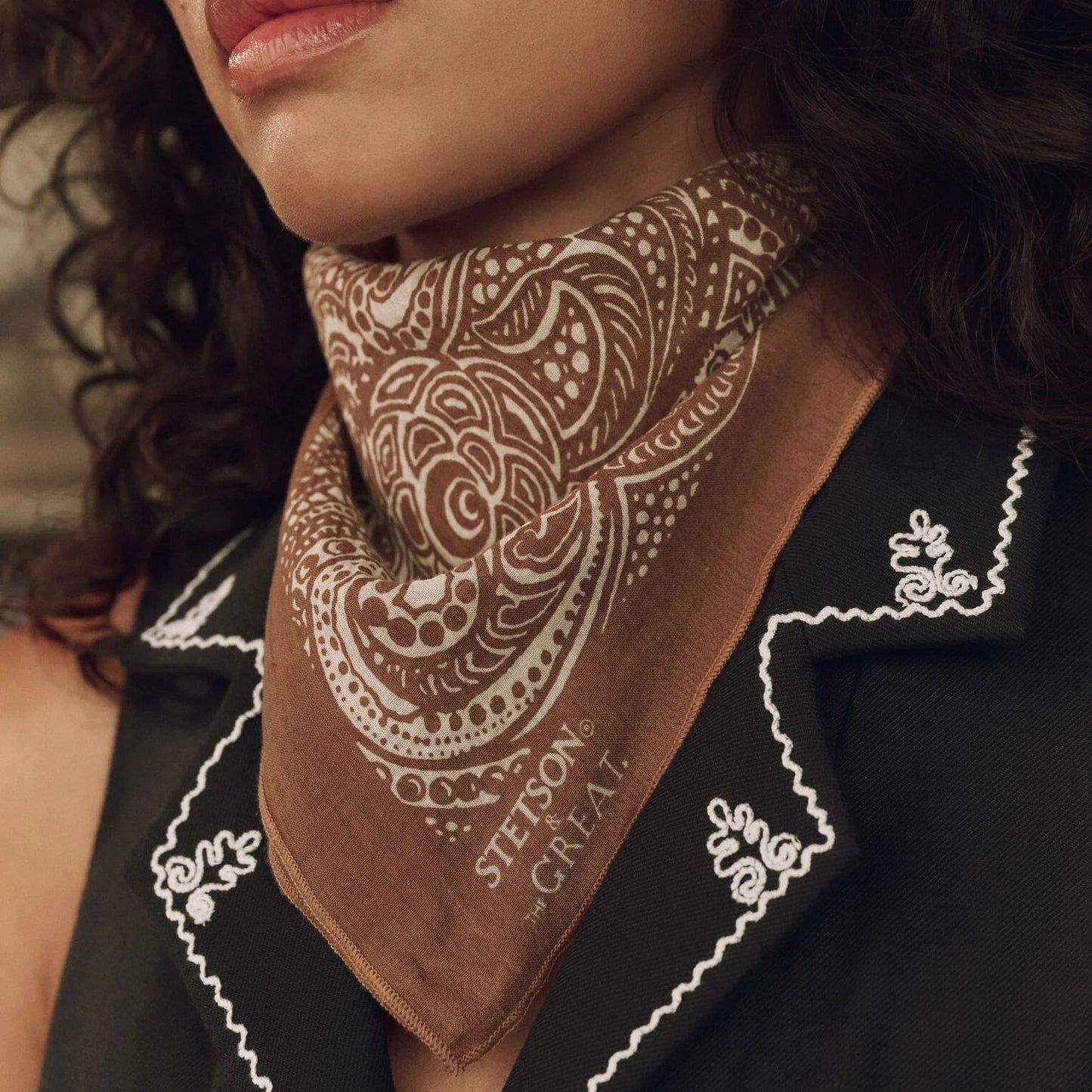 THE STETSON WESTERN PAISLEY SCARF IN RUST