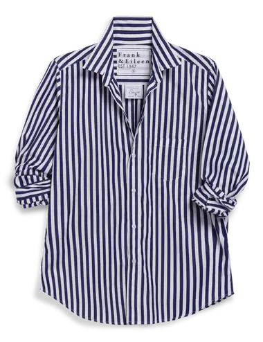 BARRY BUTTON UP- NAVY WHITE STRIPE