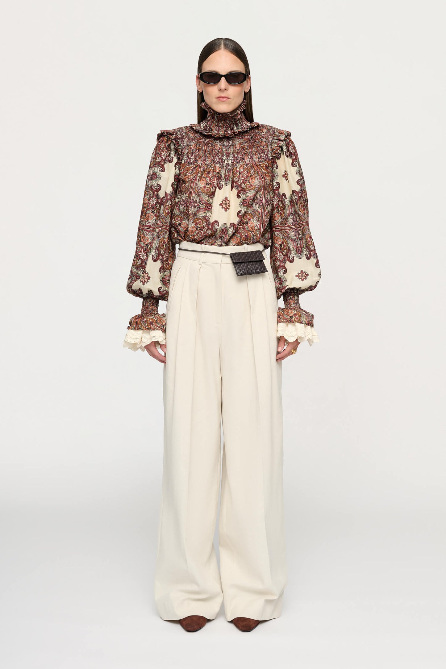 PAIGE SHIRRED BLOUSE IN OLD WORLD BOHEMIA
