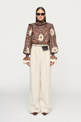 PAIGE SHIRRED BLOUSE IN OLD WORLD BOHEMIA