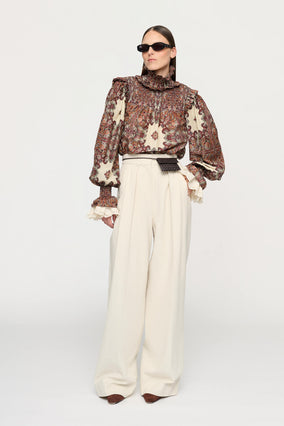 PAIGE SHIRRED BLOUSE IN OLD WORLD BOHEMIA