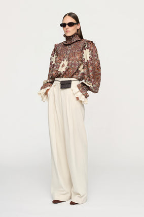 PAIGE SHIRRED BLOUSE IN OLD WORLD BOHEMIA