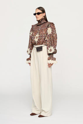 PAIGE SHIRRED BLOUSE IN OLD WORLD BOHEMIA