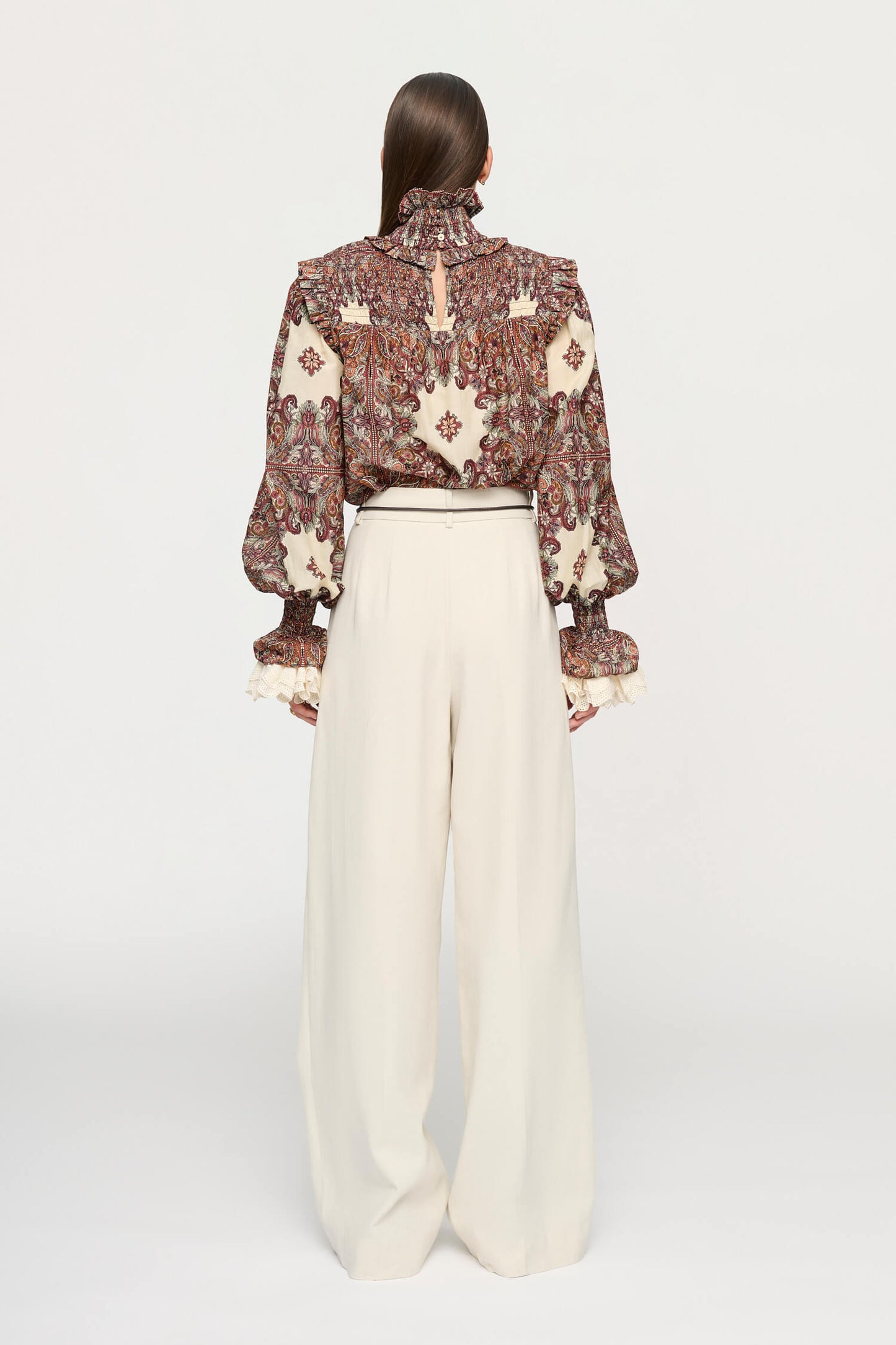 PAIGE SHIRRED BLOUSE IN OLD WORLD BOHEMIA
