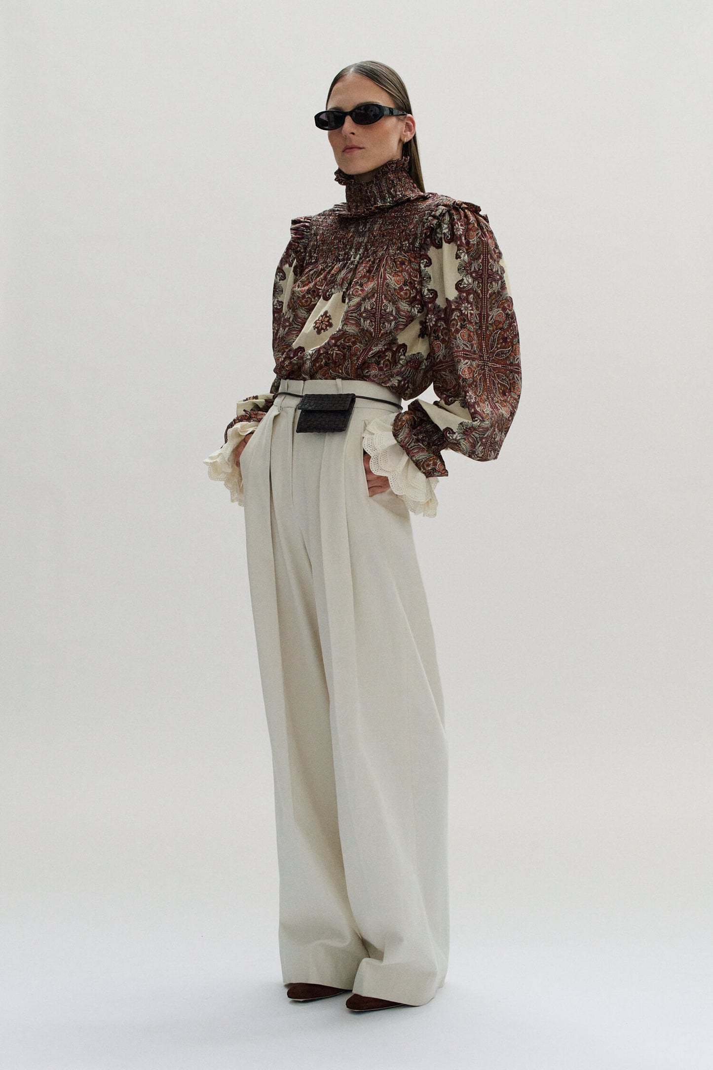 PAIGE SHIRRED BLOUSE IN OLD WORLD BOHEMIA