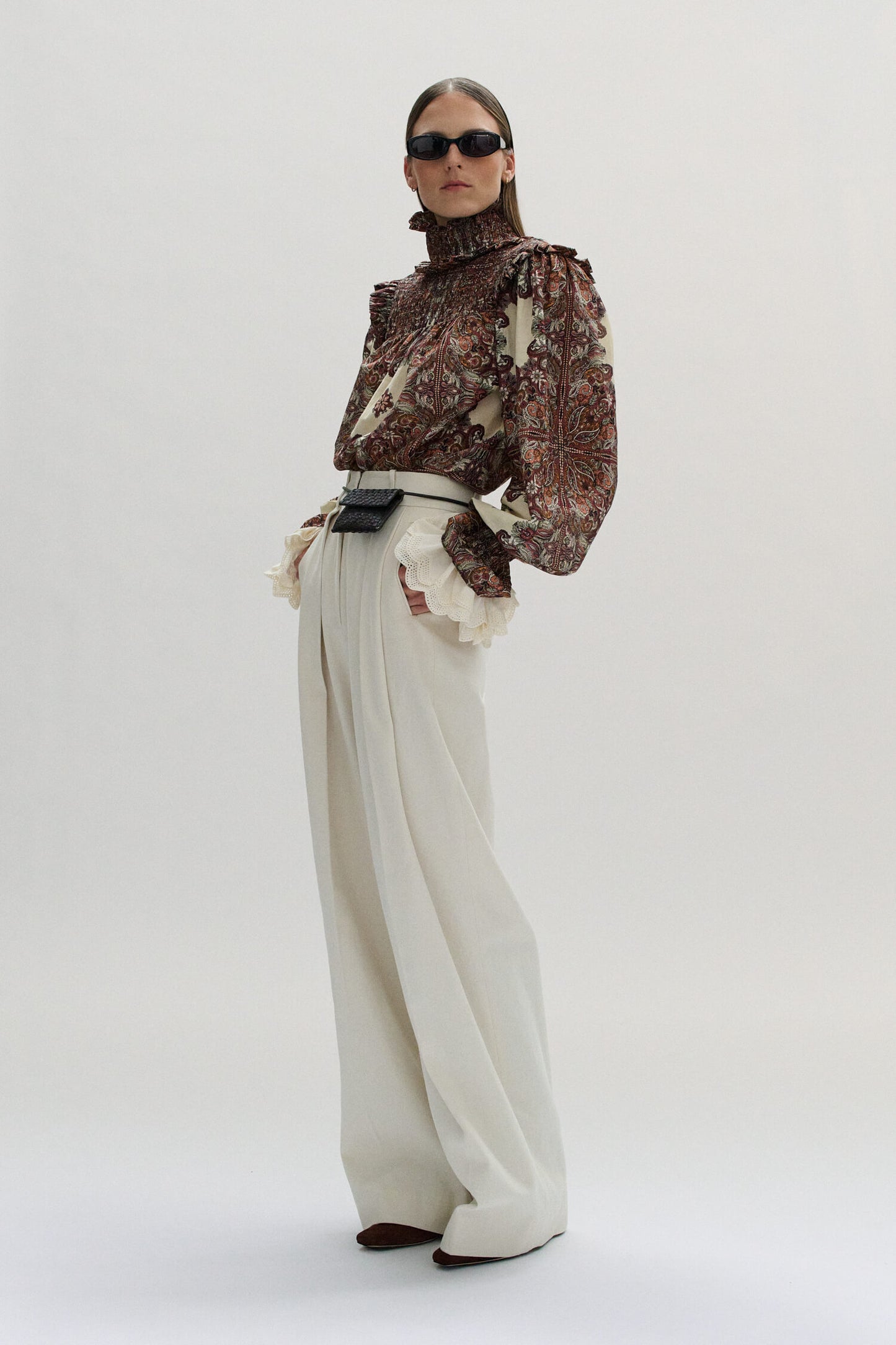 PAIGE SHIRRED BLOUSE IN OLD WORLD BOHEMIA