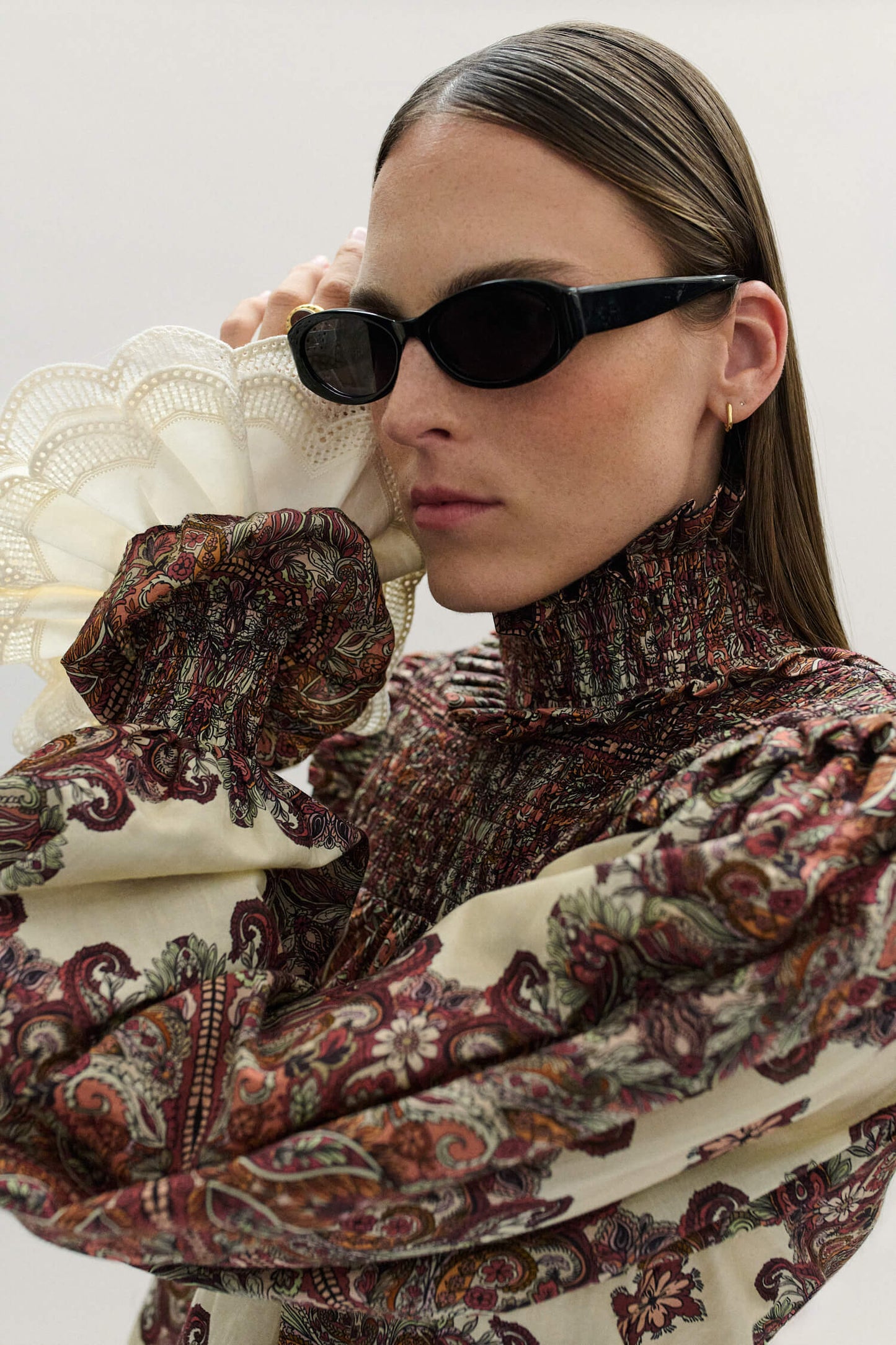PAIGE SHIRRED BLOUSE IN OLD WORLD BOHEMIA