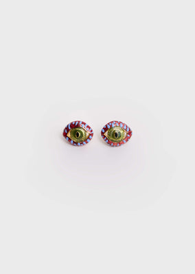 BURGUNDY MINI CAT EYE EARRINGS