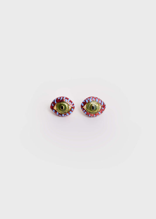 BURGUNDY MINI CAT EYE EARRINGS