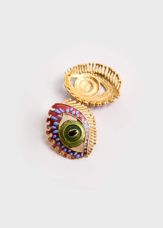 BURGUNDY MAXI EYE EARRINGS