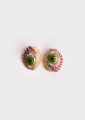 BURGUNDY MAXI EYE EARRINGS