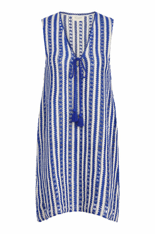 SORRENTO SHORT DRESS - AZULE BLUE & WHITE STRIPES